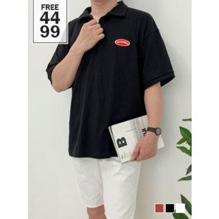 Couple Letter-printed Boxy Polo Shirt