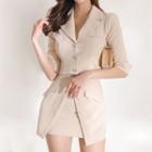 Set: Elbow-sleeve Single-breasted Blazer + Mini Skirt