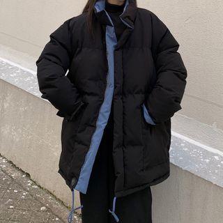 Reversible Padded Zip-up Jacket Blue & Black - One Size