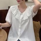 Puff-sleeve Pleated Panel Blouse