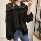 Crochet-lace Panel Chiffon Blouse