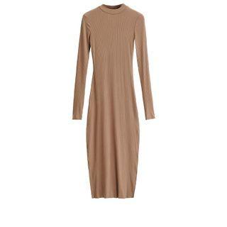 Long-sleeve Round Neck Midi T-shirt Dress