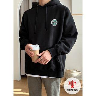 Printed Kangaroo-pocket Oversized Hoodie