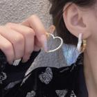 Heart Open Hoop Earring E5075 - 1 Pair - White & Gold - One Size