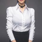 Set: Faux Pearl Blouse + Ruffle Skirt
