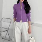 Reversible-zip Rib-knit Cardigan