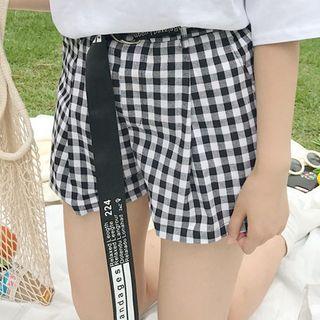 Gingham Wide Leg Shorts With Belt