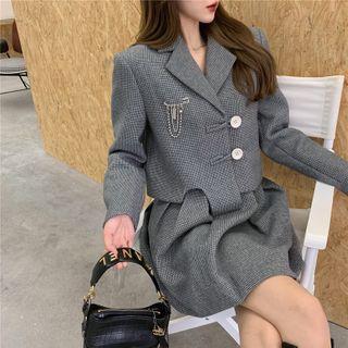 Asymmetrical Blazer / Mini A-line Skirt