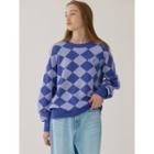 Social Club Checkered Sweater Purple - One Size