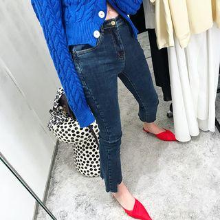 Asymmetrical Hem Boot Cut Jeans