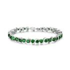 Fashion Bright Geometric Round Green Cubic Zirconia Bangle Silver - One Size