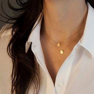Alloy Disc Pendant Layered Necklace As Shown In Figure - One Size