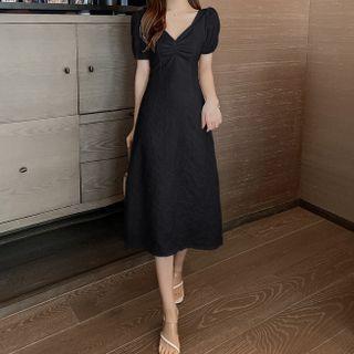 Short-sleeve V-neck Plain A-line Dress (various Designs)