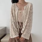 Crochet Knit Cardigan / Camisole Top / A-line Skirt
