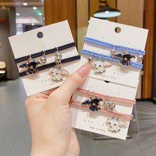 Set Of 2: Devil Pendant String Bracelet