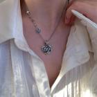 Rose Heart Pendant Alloy Necklace Xl1421 - Silver - One Size