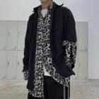 Mock Two-piece Leopard Print Shirt