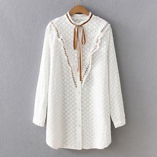 Embroidered Frill Trim Long Shirt