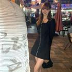 Long-sleeve Square Neck Zipped Dress