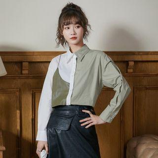 Mock Two-piece Applique Shirt