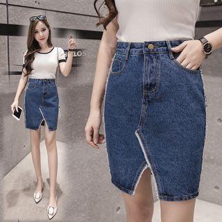 Denim Notch Skirt