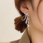 Ribbon Fringed Earring 1 Pair - Silver - One Size