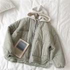 Color-block Hooded Jacket Green - One Size