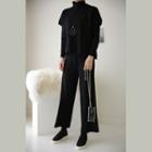 Knit Set (3 Pcs): Mockneck Vest + Crewneck Top + Wide Pants