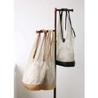 Faux-leather Perforated Shopper Bag