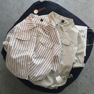 Letter Pinstripe Short-sleeve Shirt