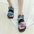 Petite Size Patterned Wide-band Sandals
