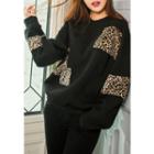 Leopard-detail Cotton Pullover