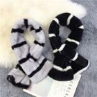 Striped Faux Fur Keyhole Scarf