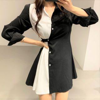 Paneled Asymmetric Blazer Dress