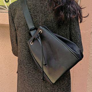 Pleather Bucket Sling Bag Black - One Size