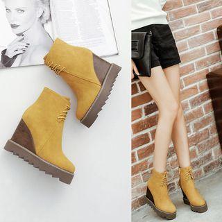 Platform Wedge Lace-up Ankle Boots
