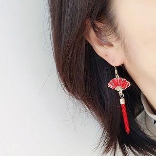 Miniature Hand Fan Fringed Earring