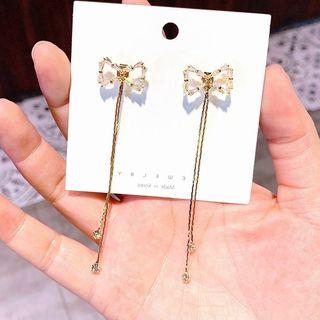 Faux Crystal Bow Fringed Earring As Shown In Figure - One Size