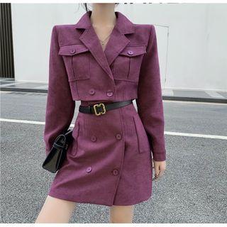 Plain Cropped Blazer / Mini A-line Skirt With Belt