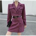 Plain Cropped Blazer / Mini A-line Skirt With Belt