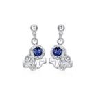 Fashion Pop Geometric Earrings With Blue Cubic Zircon Silver - One Size