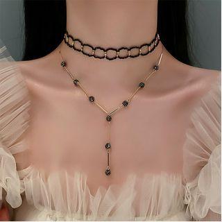 Bead Alloy Layered Choker Necklace