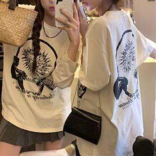 Long-sleeve / 3/4-sleeve Print T-shirt