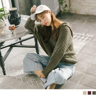 Hooded Cable Knit Top