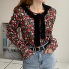 Long-sleeve Floral Print T-shirt Floral Print - Green - One Size