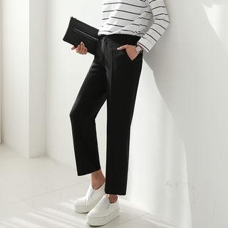 Band-waist Colored Wide-leg Dress Pants