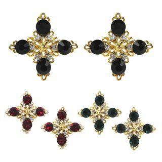 Colored Rhinestone Ear Studs