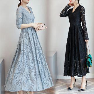 Lace Long-sleeve Maxi Dress
