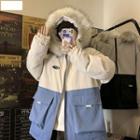 Fluffy Hooded Padded Zip Jacket