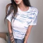 Short-sleeve Tie-dye Cropped T-shirt White - One Size